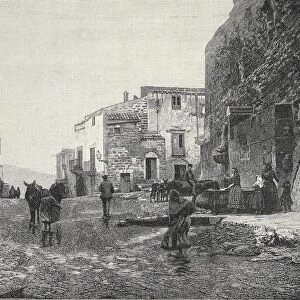 Italy, Trapani, Glimpse of Gibellina during Fasci Siciliani (Italian political organization) period, engraving, 1894