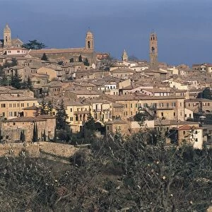 Italy, Tuscany Region, Val D Orcia, town of Montalcino on hill