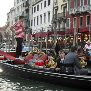 Italy, Venice, Gondola traffic on Grand canal