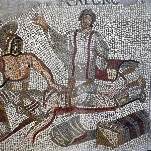 Italy, Verona, Gladiators, from the Roman Villa of Negrar, mosaic