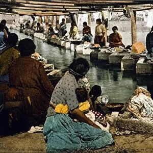 Lavanderas, (washerwomen) Mexico City circa 1885-1900. photomechanical print by William