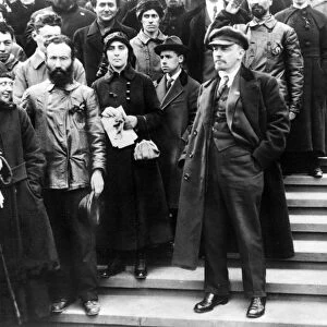 Lenin in moscows red square attending the may day demonstration in 1919