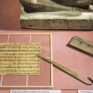 Letter written on papyrus and copper papyrus knife