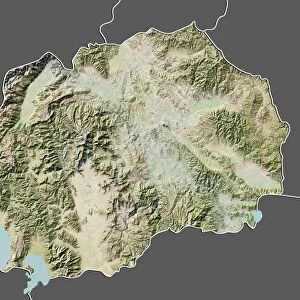 Macedonia, Relief Map With Border and Mask