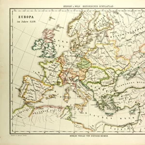 MAP OF EUROPE IN 1519