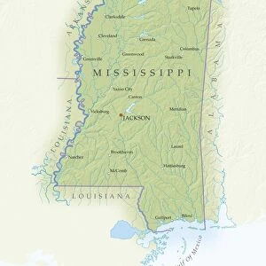 Map of Mississippi, close-up