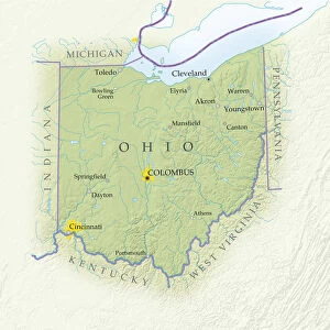Map of Ohio, close-up