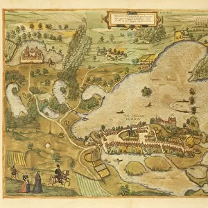 Map of Plon from Civitates Orbis Terrarum by Georg Braun, 1541-1622 and Franz Hogenberg, 1540-1590, engraving