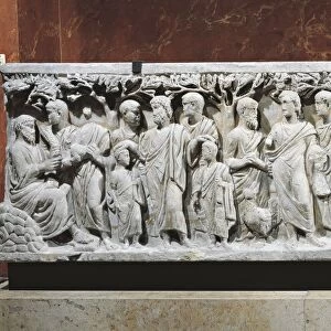 Marble sarcophagus, relief with scenes from Old and New Testament