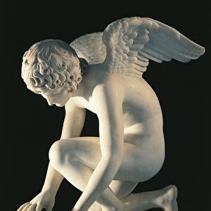 Marble statue of Cupid and Butterfly, by Antoine-Denis Chaudet, completed by Pierre Cartellier