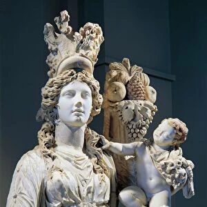 Detail of Marble statue of Tyche, goddess of fortune, from Prusias ad Hypium, Turkey