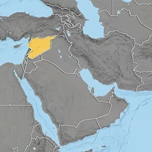 Middle East, Relief Map With Country Borders