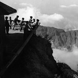 Mountain view from sleeping cloud monastery in southwestern china, szechuan, 1962