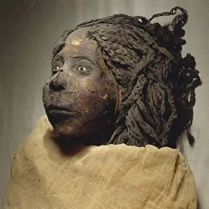 Mummy of Queen Nedjemet, wife of Herihor, face detail