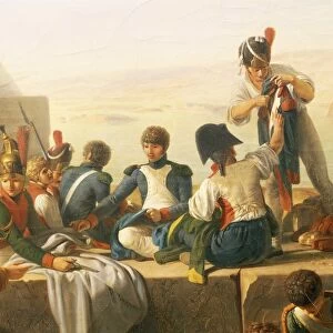 Napoleonic Wars, Egyptian Campaign, 1798 Halt at Syene in Upper Egypt The French army soldiers repairing their clothes
