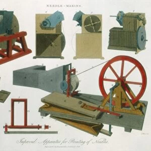 Needle-making equipment including, fig 2: George Priors dry grinder with box