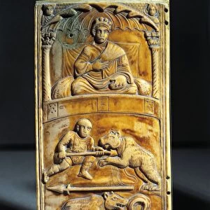 Painted ivory diptych depicting circus games, Panel B