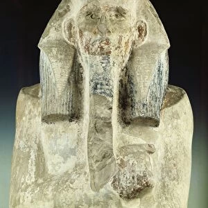 Painted limestone statue of King Djoser (Zoser) from Saqqara, detail