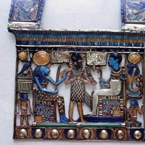 Pectoral jewel from tomb of Tutankhamun showing Ptah, creator of universe and patron of craftsmen