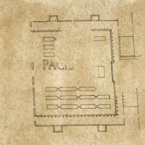 Plan of Vespasians Temple of Pax Templum Pacis, 3rd century, drawing
