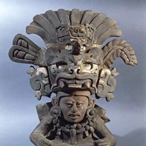 Polychrome ceramic funerary urn representing the god of corn, Zapotec civilization, Mexico