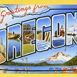 Postcard of Greetings from Oregon. Postcard of Greetings from Oregon