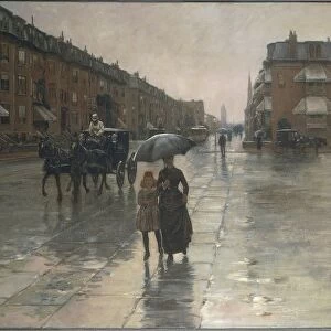 Rainy day in Boston by Frederick Childe Hassam, 1885, Oil on canvas