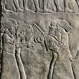 Detail relief depicting musicians, from Palace of Ashurbanipal, Nineveh, Iraq