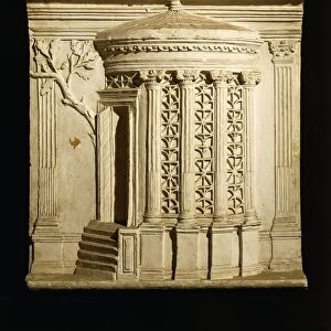 Relief portraying Temple of Vesta on Palatine Hill, Parian marble, 70 x 70 cm