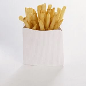 Small portion of fast food chips in cardboard container