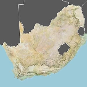 South Africa, Relief Map with Border and Mask