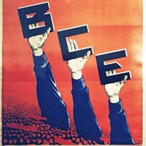 Soviet constructivist poster from the 1920s, working people, everyone to the elections to the soviets