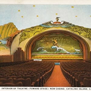 Stage Inside a Theater. Ca. 1929, Interior of Theatre (Toward Stage) New Casino, Catalina Island, California
