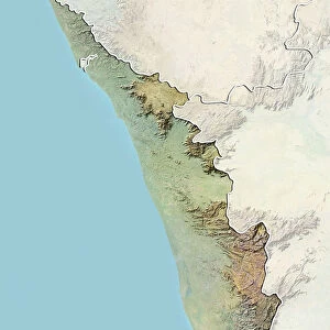 State of Kerala, India, Relief Map