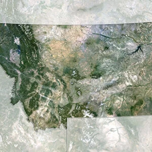 State of Montana, United States, True Colour Satellite Image