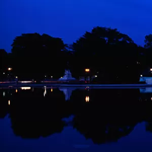 This is the U. S. Capitol set in front of the Capitol reflecting pool at sunset. The image of the U. S. Capitol is reflected in the reflecting pool