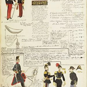 Various uniforms of Grand Duchy of Tuscany by Quinto Cenni, color plate, 1848