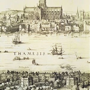 View of London, Engraving, by Claes Jansz Visscher, 17th century