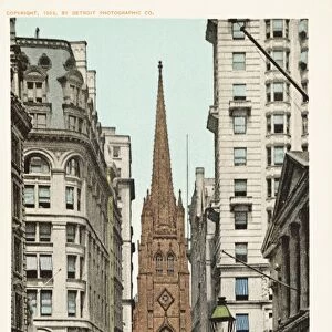Wall Street and Trinity Church, New York Postcard. 1903, Wall Street and Trinity Church, New York Postcard