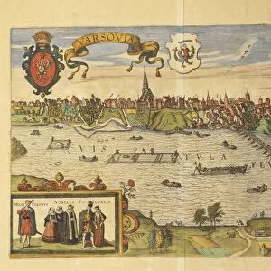 Warsaw from Civitates Orbis Terrarum by Georg Braun, 1541-1622 and Franz Hogenberg, 1540-1590, engraving