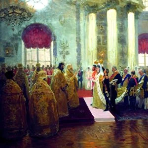 Wedding of Nicholas II and Grand Duchess Alexandra Feodorovna, 1894. Oil on canvas