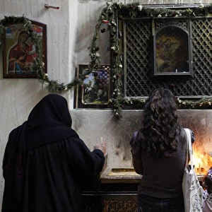 Women praying in Saint George coptic orthodox church