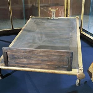 Wooden bed with gold leaves belonged to Queen Hetepheres, wife of Pharaoh Snefru, from Giza