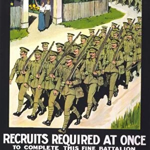 World War I 1914-1918: British recruitment poster for 2nd City of London Battalion Royal Fusiliers