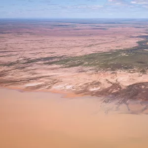 Aerial view of Strezlecki Desert flood, Australia