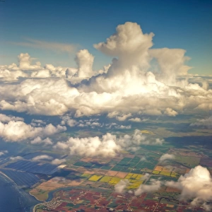 Aerial view of Vitoria coastline farming fields