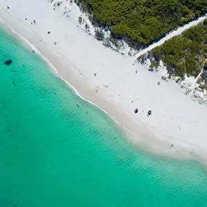 aerial of white sandy beach