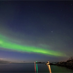 Aurora Borealis or Northern Lights in the Lofoten Peninsular, Arctic circle, Norway