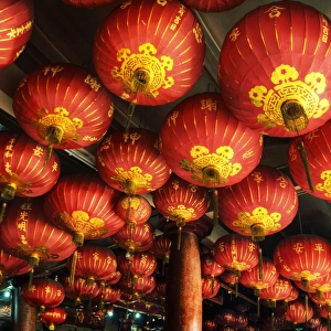 The Ceiling of Red Lanterns in Toa Pek Kong Temple, Batam, Indonesia