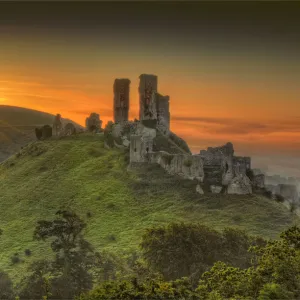 Corfe Castle sunrise